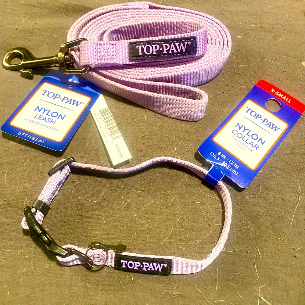 Top Paw Lavender/purple dog/puppy collar and leash